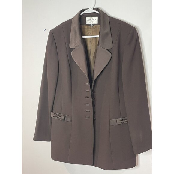 Vtg 80’s Albert Nipon Blazer Suits Brown Size 14 - Picture 1 of 11